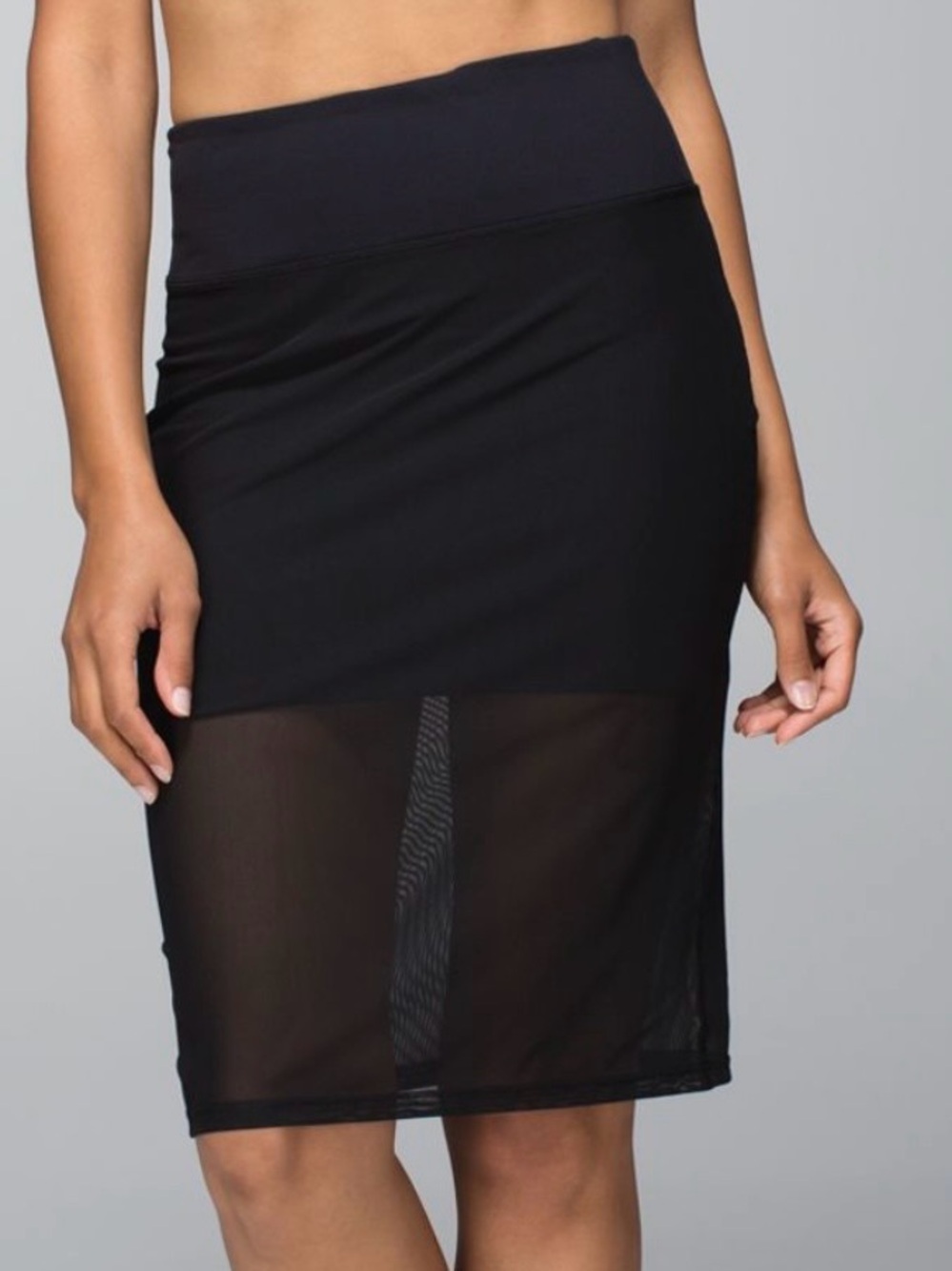lululemon athletica Black Sheer-Panel Pencil Skirt